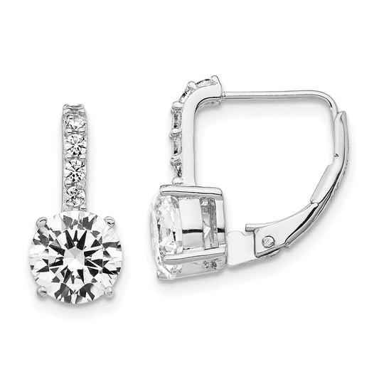 QCM755 Cheryl M Sterling Silver Rhodium-plated Brilliant-cut CZ Leverback Earrings
