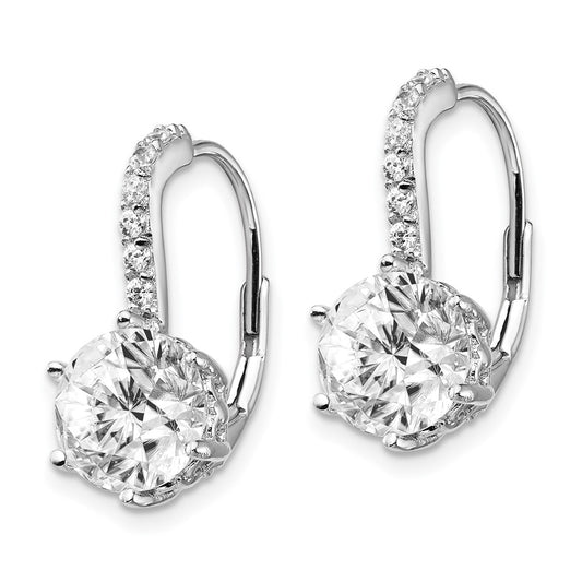 QCM756 Cheryl M Sterling Silver Rhodium-plated Brilliant-cut CZ Leverback Earrings