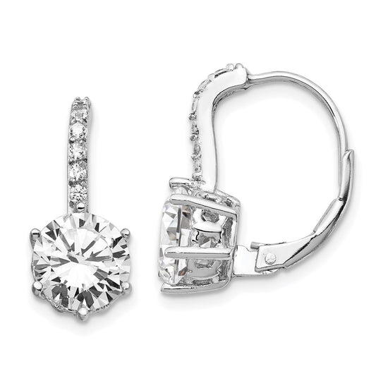 QCM756 Cheryl M Sterling Silver Rhodium-plated Brilliant-cut CZ Leverback Earrings