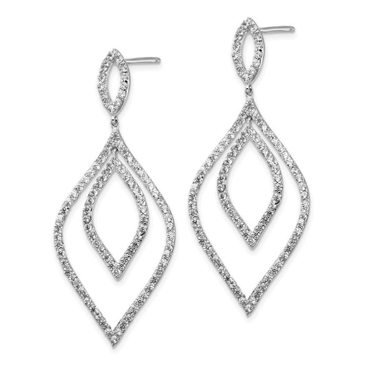 QCM833 Cheryl M Sterling Silver Rhodium-plated Brilliant-cut CZ Fancy Flames Post Dangle Earrings