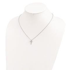 Cheryl M Sterling Silver Rhodium-plated Brilliant-cut CZ Cross 18 Inch Necklace QCM881-18