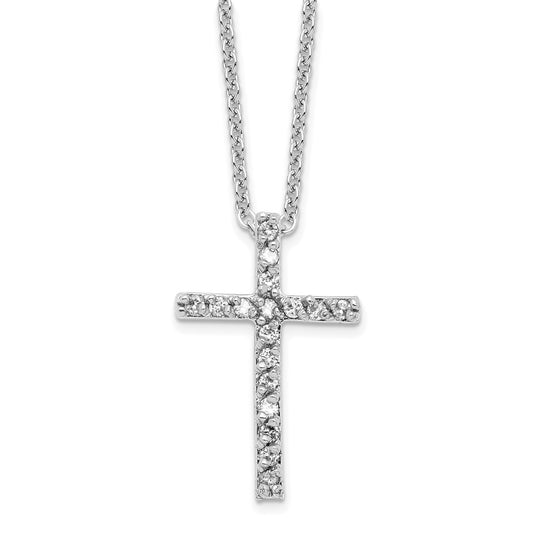 Cheryl M Sterling Silver Rhodium-plated Brilliant-cut CZ Cross 18 Inch Necklace QCM881-18