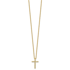 Cheryl M Sterling Silver Gold-plated Polished CZ Latin Cross Necklace QCM881Y-18