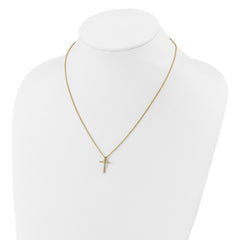 Cheryl M Sterling Silver Gold-plated Polished CZ Latin Cross Necklace QCM881Y-18