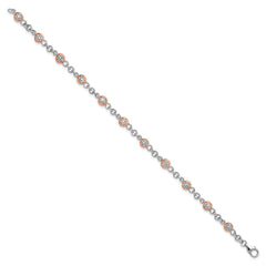 Cheryl M Sterling Silver Rhodium-plated and Rose Gold-plated Accent Brilliant-cut CZ Bezel 11 Station 7.25 Inch Bracelet QCM919-7.25