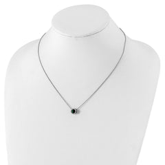 Cheryl M Sterling Silver Rhodium-plated Brilliant-cut Green Glass and Brilliant-cut White CZ Halo 18 Inch Necklace QCM932-18