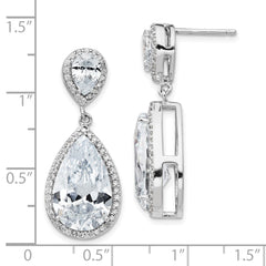 QCM989 Cheryl M Sterling Silver Rhodium-plated Fancy Brilliant-cut Pear Shaped CZ Post Dangle Earrings