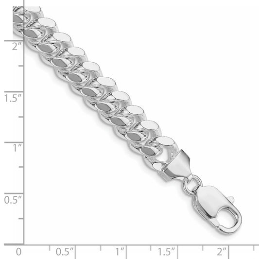 Sterling Silver Rhodium-plated 9mm Polished Domed Curb Chain QDB250R-8