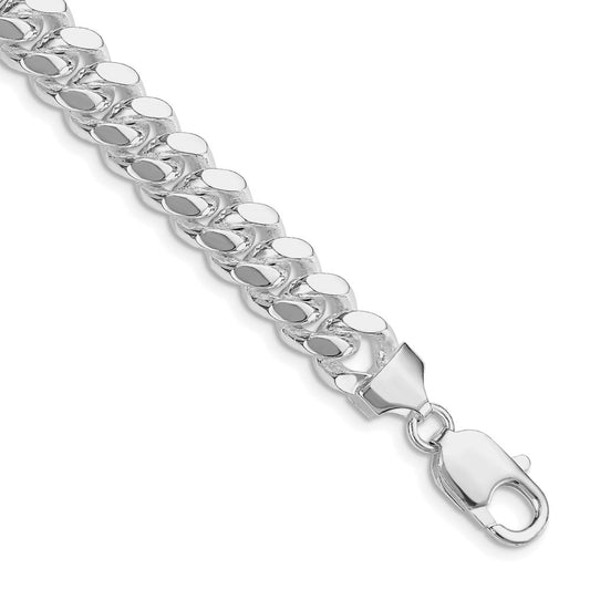 Sterling Silver Rhodium-plated 9mm Polished Domed Curb Chain QDB250R-8
