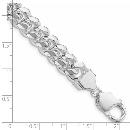 Sterling Silver Rhodium-plated 10.7mm Polished Domed Curb Chain QDB300R-8