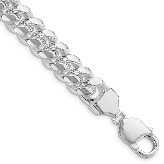 Sterling Silver Rhodium-plated 10.7mm Polished Domed Curb Chain QDB300R-8