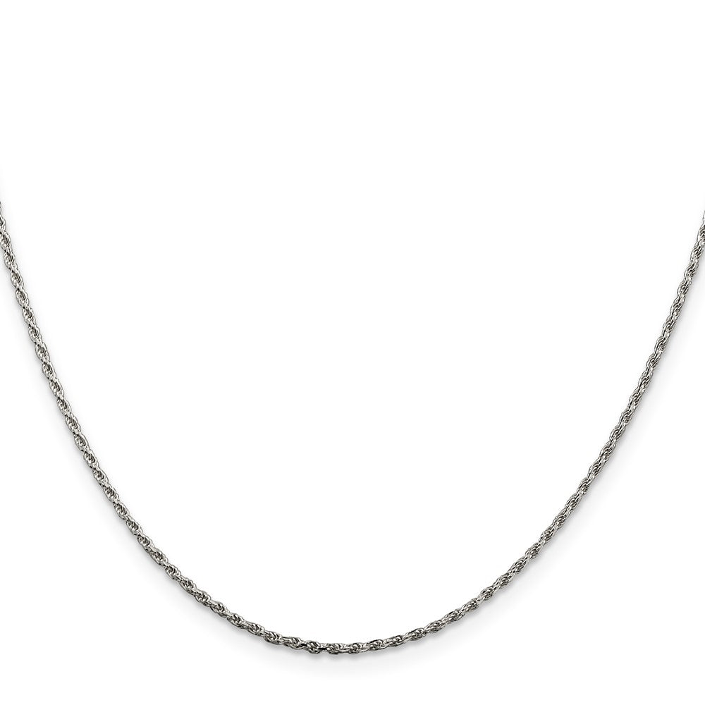 Sterling Silver Rhodium-plated 1.5mm Diamond-cut Rope Chain w/4in ext.QDC020RH