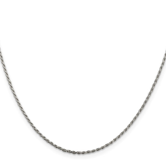 Sterling Silver Rhodium-plated 1.5mm Diamond-cut Rope Chain w/4in ext.QDC020RH
