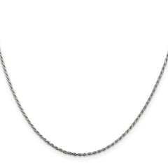 Sterling Silver Rhodium-plated 1.5mm Diamond-cut Rope Chain w/4in ext.QDC020RH