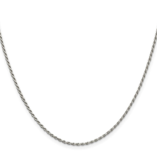 Sterling Silver 1.7mm Diamond-cut Rope Chain w/4in ext.QDC025