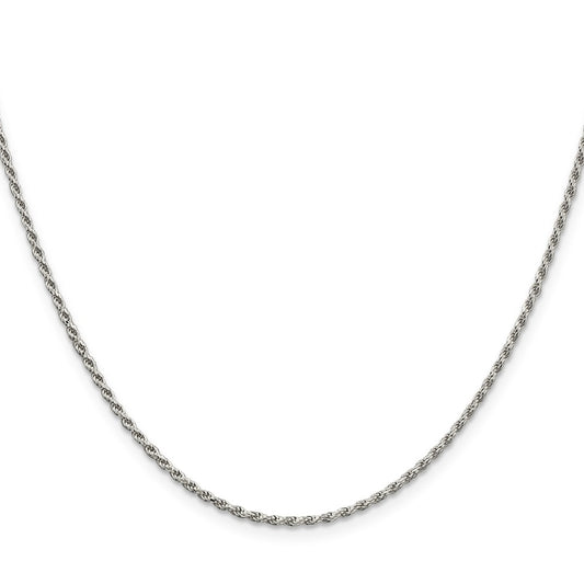 Sterling Silver Rhodium-plated 1.7mm Diamond-cut Rope ChainQDC025R