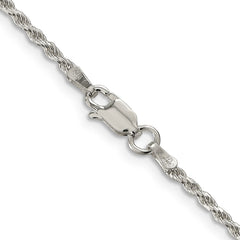 Sterling Silver Rhodium-plated 1.85mm Diamond-cut Rope ChainQDC030R
