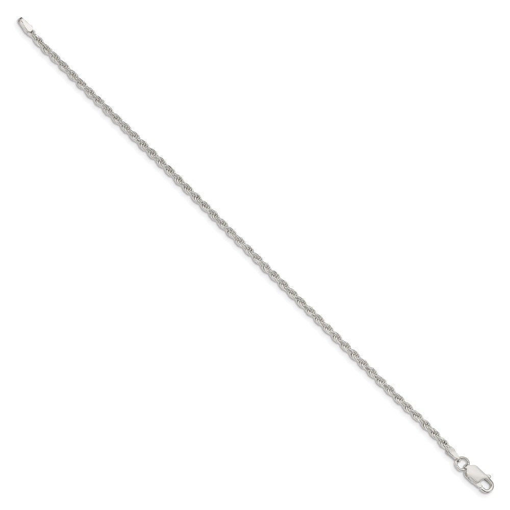 Sterling Silver 2.25mm Diamond-cut Rope Chain Anklet QDC050-8