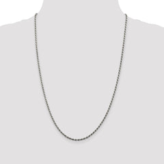Sterling Silver Rhodium-plated 2.25mm Diamond-cut Rope ChainQDC050R