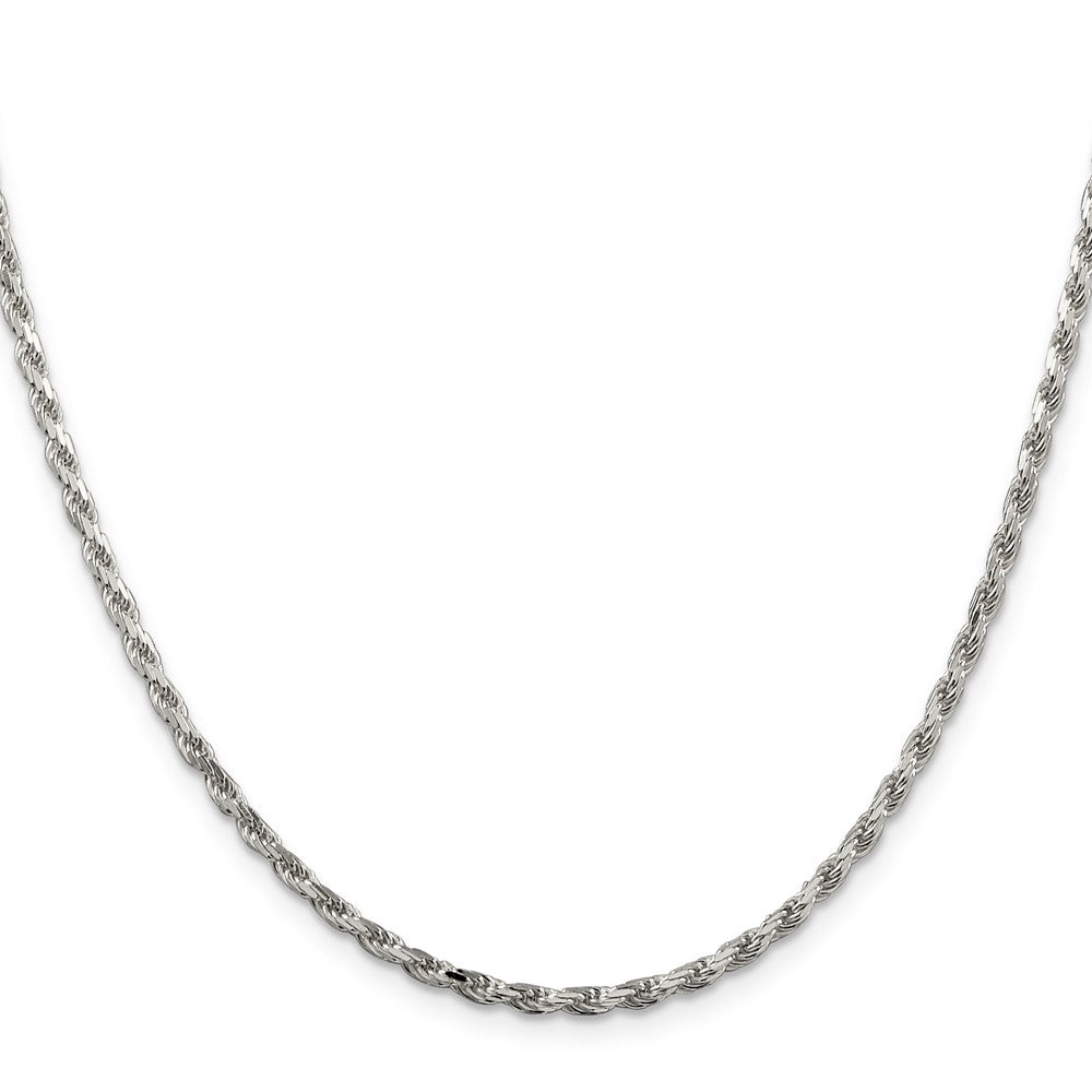 Sterling Silver 2.5mm Diamond-cut Rope Chain w/4in ext.QDC055