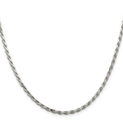 Sterling Silver 2.5mm Diamond-cut Rope Chain w/4in ext.QDC055