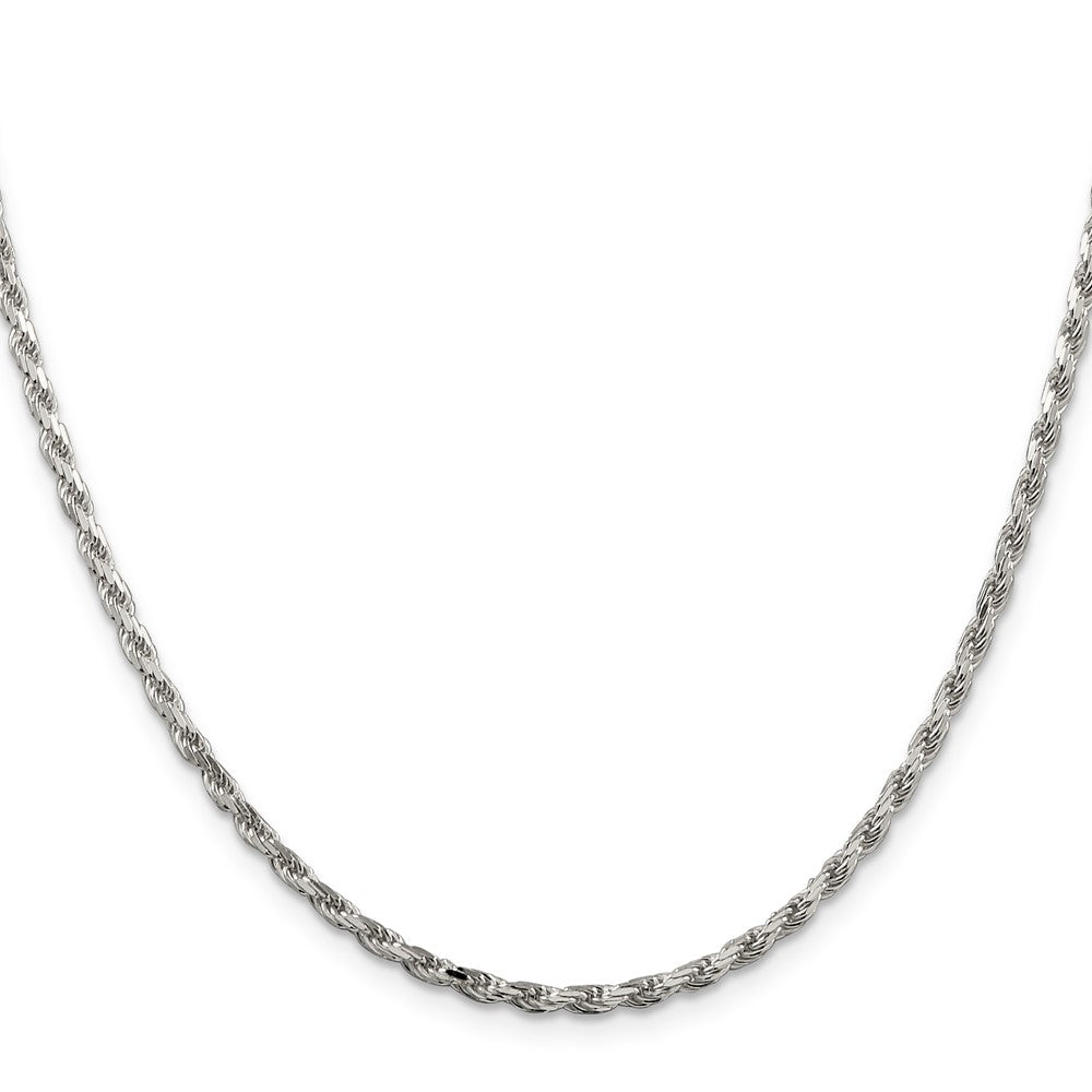 Sterling Silver Rhodium-plated 2.5mm Diamond-cut Rope ChainQDC055R