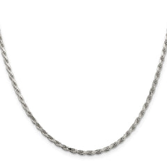 Sterling Silver Rhodium-plated 2.5mm Diamond-cut Rope ChainQDC055R