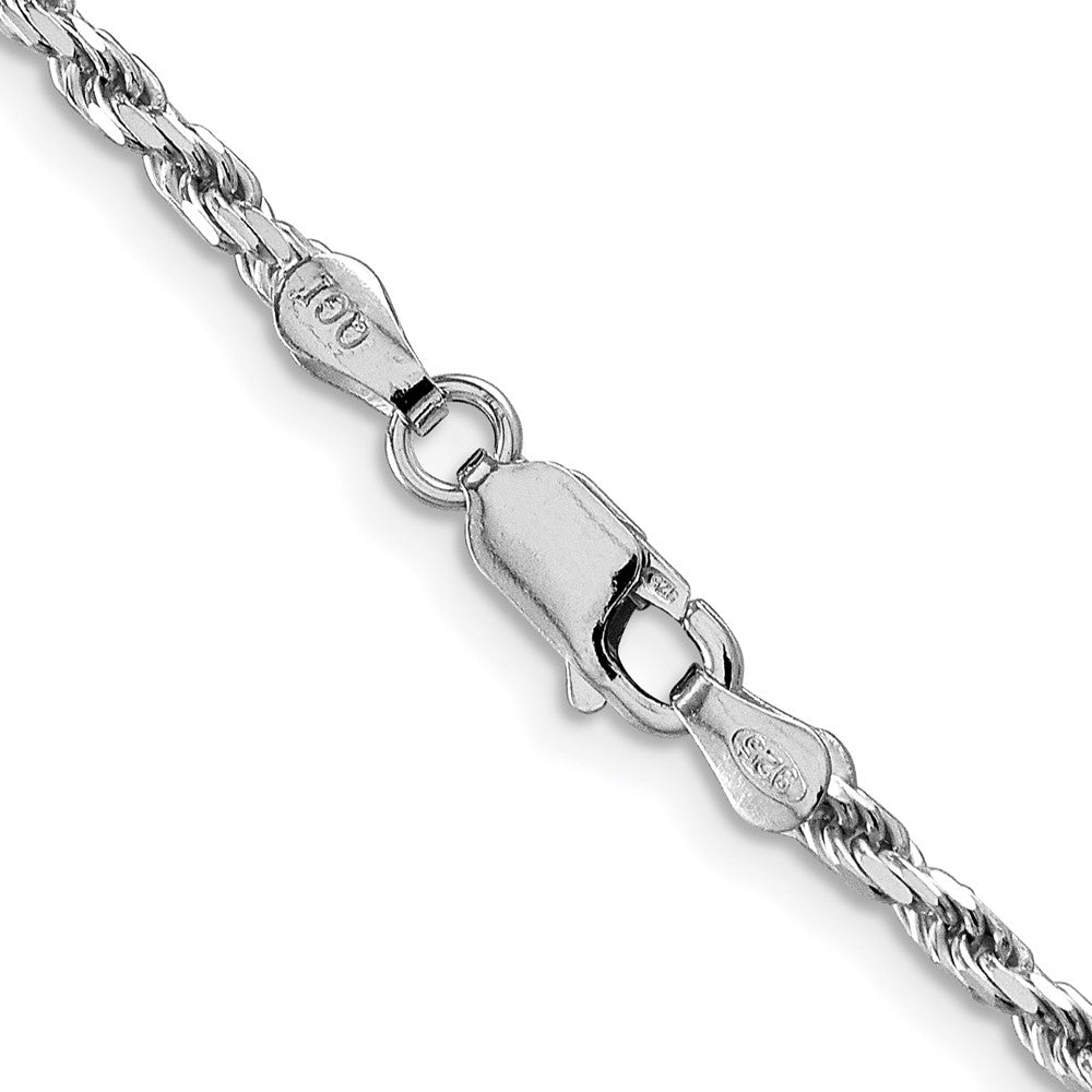 Sterling Silver Rhodium-plated 2.5mm Diamond-cut Rope ChainQDC055R