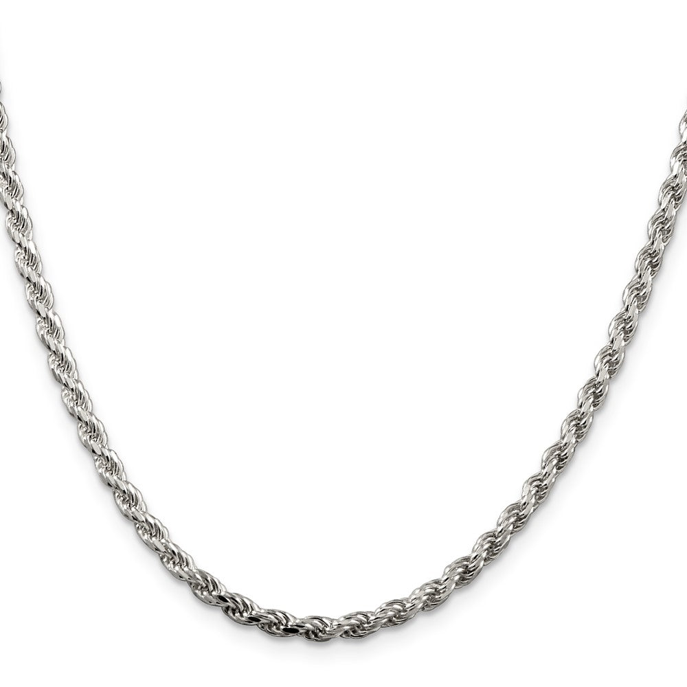 Sterling Silver Rhodium-plated 3.2mm Diamond-cut Rope ChainQDC070R