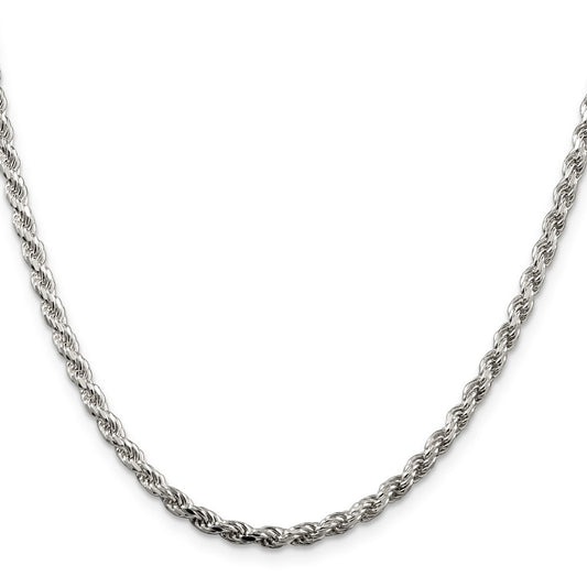 Sterling Silver Rhodium-plated 3.2mm Diamond-cut Rope ChainQDC070R