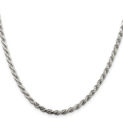 Sterling Silver Rhodium-plated 3.2mm Diamond-cut Rope ChainQDC070R