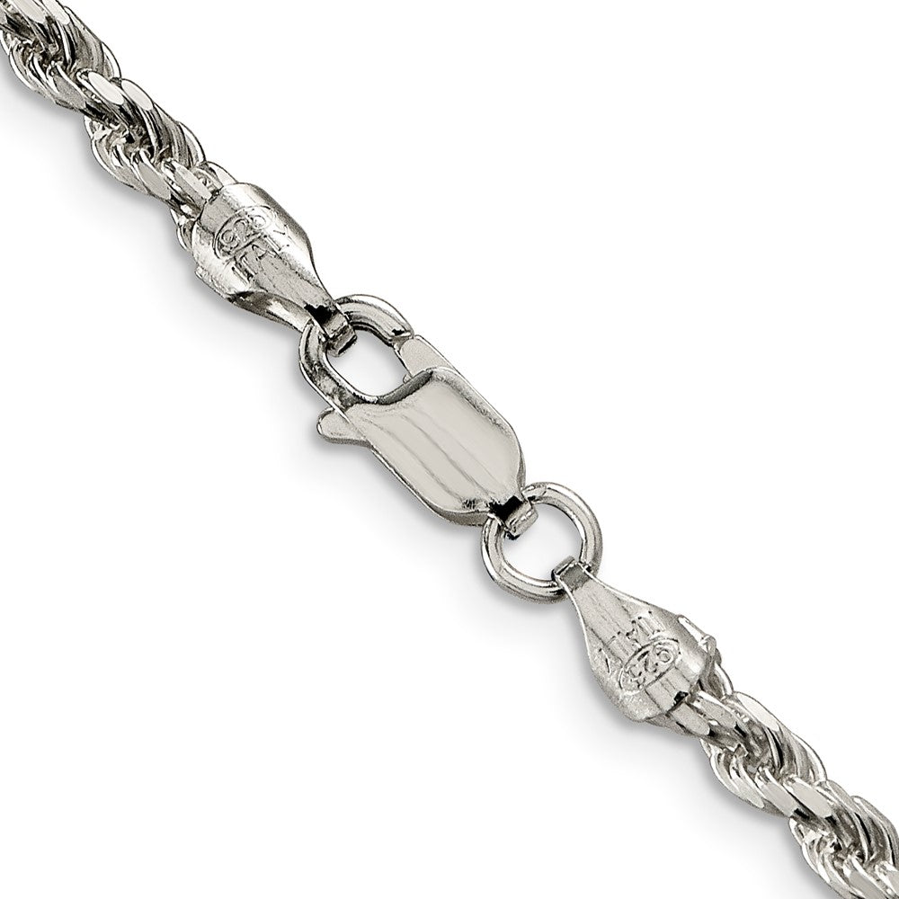 Sterling Silver Rhodium-plated 3.2mm Diamond-cut Rope ChainQDC070R