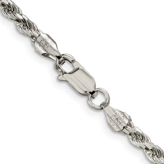 Sterling Silver Rhodium-plated 3.2mm Diamond-cut Rope ChainQDC070R