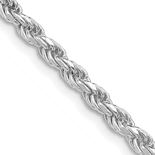 Sterling Silver Rhodium-plated 3.2mm Diamond-cut Rope ChainQDC070R