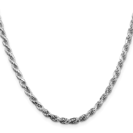 Sterling Silver Rhodium-plated 3.75mm Diamond-cut Rope ChainQDC080R