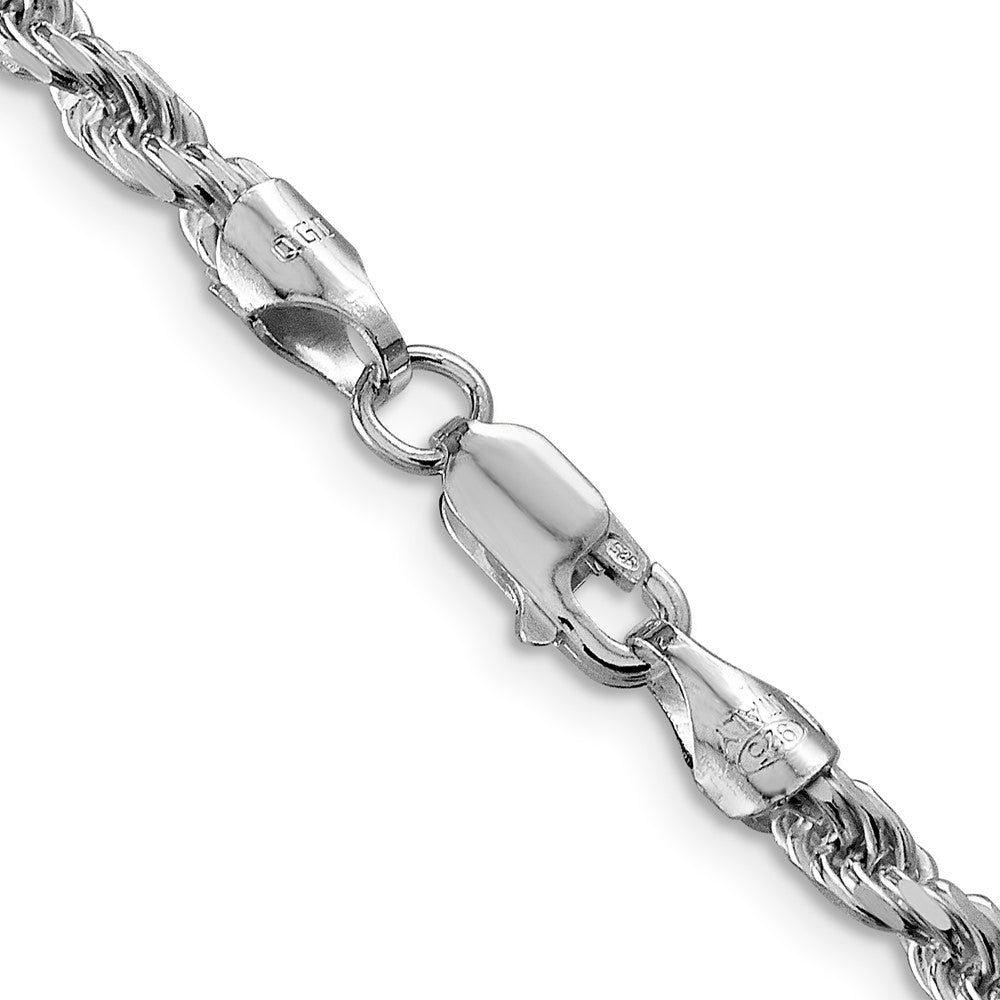 Sterling Silver Rhodium-plated 3.75mm Diamond-cut Rope ChainQDC080R