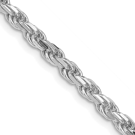 Sterling Silver Rhodium-plated 3.75mm Diamond-cut Rope ChainQDC080R