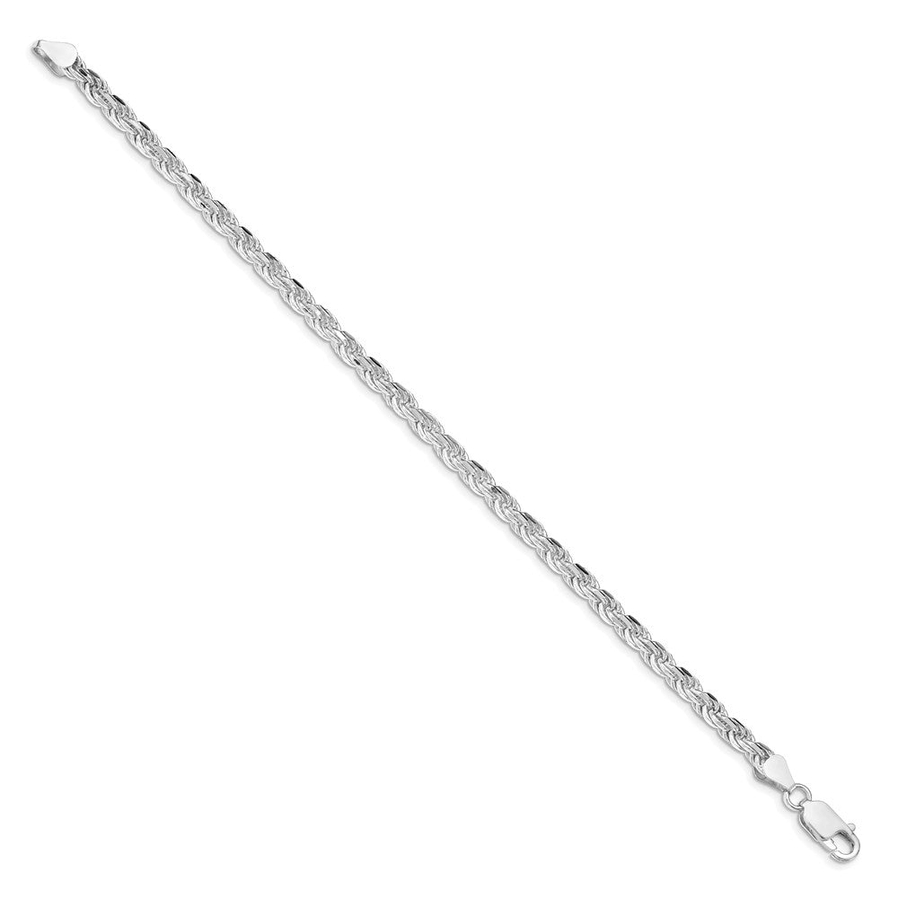 Sterling Silver Rhodium-plated 4.25mm Diamond-cut Rope Chain QDC090R-8