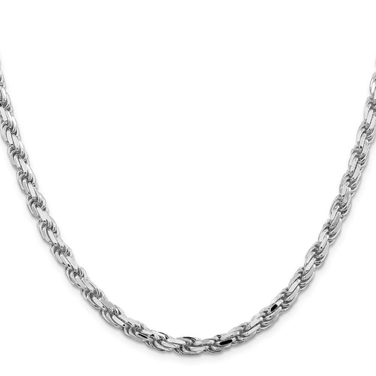 Sterling Silver Rhodium-plated 5.75mm Diamond-cut Rope ChainQDC120R