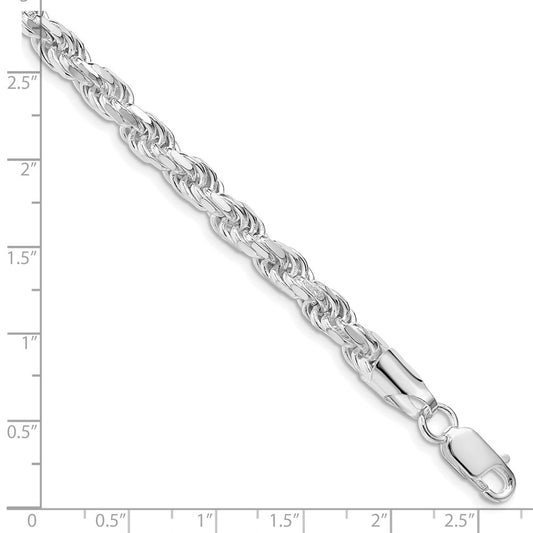 Sterling Silver Rhodium-plated 5.75mm Diamond-cut Rope Chain QDC120R-8
