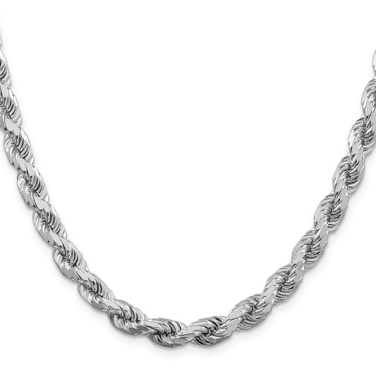 Sterling Silver Rhodium-plated 6.5mm Diamond-cut Rope ChainQDC140R
