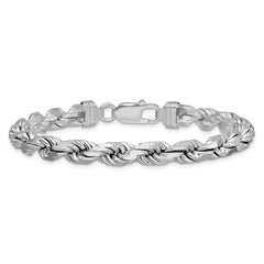 Sterling Silver Rhodium-plated 6.5mm Diamond-cut Rope Chain QDC140R-8