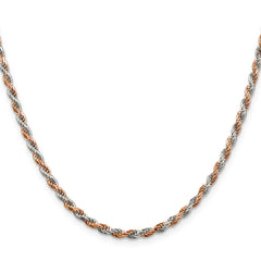 Sterling Silver And Rose Vermeil 2.5mm Diamond-cut Rope ChainQDCR060