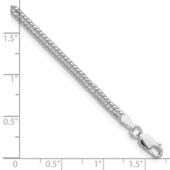 Sterling Silver Rhodium-plated 3.0mm Double Diamond-cut Curb Chain QDD060R-8
