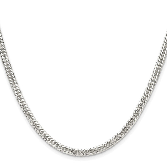 Sterling Silver Rhodium-plated 3.9mm Double Diamond-cut Curb ChainQDD080R