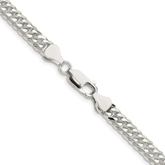 Sterling Silver Rhodium-plated 5.7mm Double Diamond-cut Curb ChainQDD120R