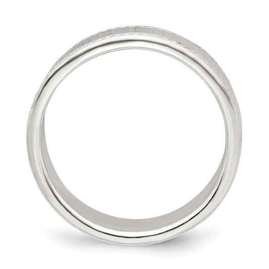 Sterling Silver 6mm Flat with Rope Edge Size 11 Band