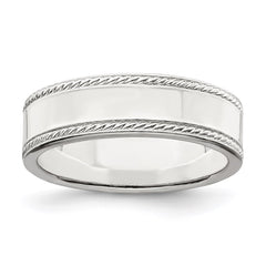 Sterling Silver 6mm Flat with Rope Edge Size 11 Band