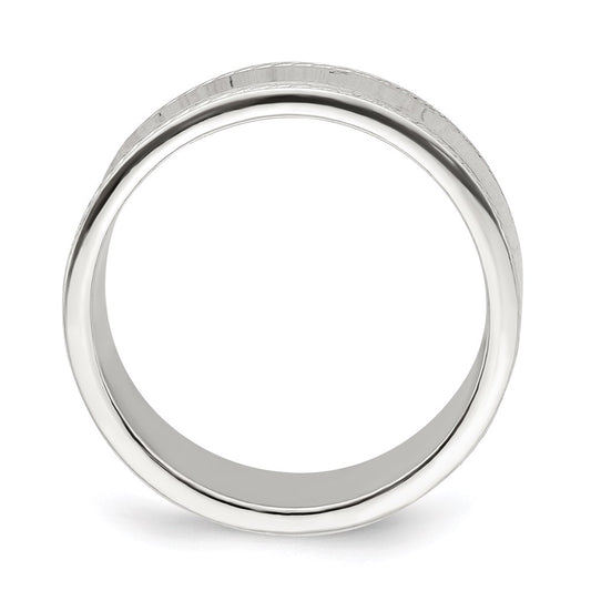 Sterling Silver 7mm Flat with Rope Edge Size 11 Band