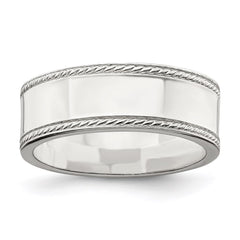 Sterling Silver 7mm Flat with Rope Edge Size 11 Band